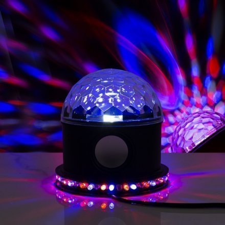 Световой прибор "Хрустальный шар", LED-54-220V, 12 см, динамик, свечение RGB, чёрный