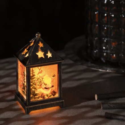 Фигура светодиодная "Фонарь цвет бронза, Дед Мороз", 1 LED, 13х6х6 см, бат. 3хAG13, Т/БЕЛЫЙ 4843946