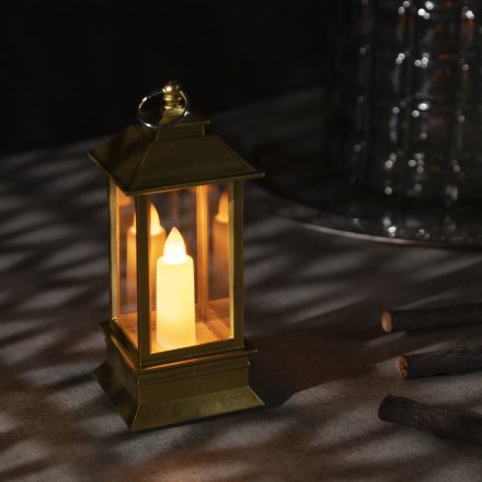 Фигура светодиодная "Фонарь цвет золото с 1 свечой", 13х5.5х5.5 см, 3хAG13, Т/БЕЛЫЙ 4843956