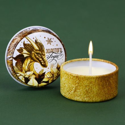 Свеча в железной банке «Золотого года»,  ваниль, диам 4,8 см   9469064