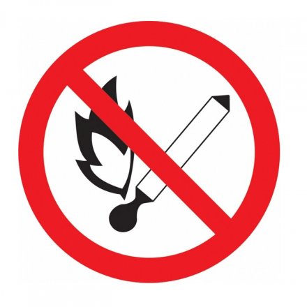 Знак "Запрещается пользоваться открытым огнем и курить" d=180 мм
