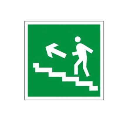 Знак "Направление к эвакуационному выходу (по лестнице налево вверх) 150*150мм