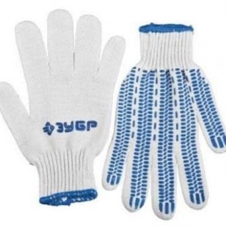 Перчатки трикотажные, 10 класс, х/б, с защитой от скольжения, S-M, ЗУБР "Эксперт-Протектор"