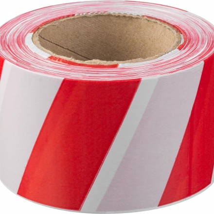 Лента сигнальная, цвет красно-белый, в индивидуальной упаковке 75мм*200м ЗУБР "Мастер"