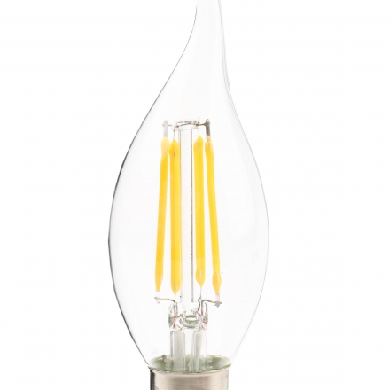 Лампа светодиодная, филамент свеча на ветру (7W), 230V Е14 4000K, LB-167