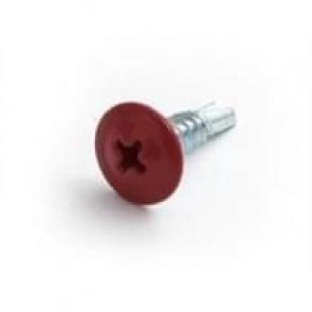 Саморез с прессшайбой 4,2*25 сверло, RAL 3011 красно-коричневый