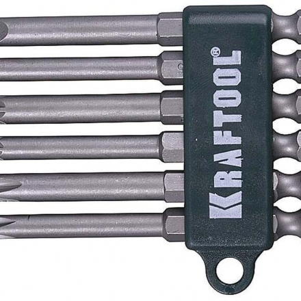 Набор KRAFTOOL биты хвостовик Е 1/4, , Cr-V, 75 мм, 6 предметов
