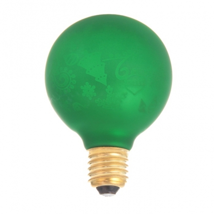 Лампа светодиодная декоративная "Снежинки" G80, зеленая, 1,4 Вт, 220 В, ТЕПЛО-БЕЛЫЙ   2446540