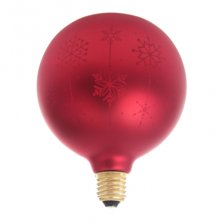 Лампа светодиодная декоративная "Снежинки" G80, красная, 1,4 Вт, 220 В, ТЕПЛО-БЕЛЫЙ   2446537