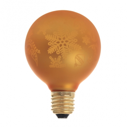 Лампа светодиодная декоративная "Снежинки" G80, желтая, 1,4 Вт, 220 В, ТЕПЛО-БЕЛЫЙ   2446539