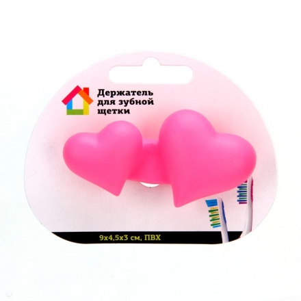 Держатель для зубной щетки на присоске в виде сердца, 9х4,5х3см, ПВХ, 2 цвета
