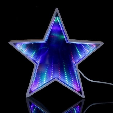 Ночник "Звезда с эффектом бесконечности" 25хLED от USB белый 2,7х18х17 см