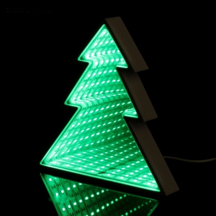 Ночник "Елочка с эффектом бесконечности" 25хLED (зеленый свет) от USB белый 2,7х16,8х17,3см