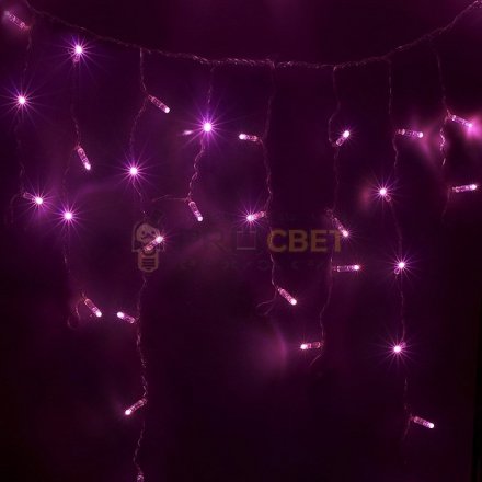Гирлянда Айсикл (бахрома) светодиодный, 2,4 х 0,6 м, белый провод, 230 В, диоды розовые, 88 LED NEON