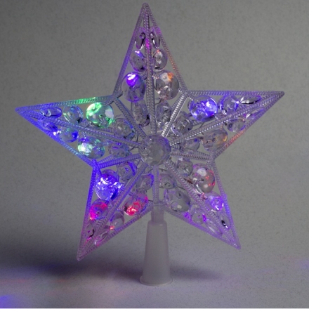 Новогодняя Фигура "Звезда белая ёлочная" 22 см, 15 LED, провод 2 метра, 220 В, свечение мульти