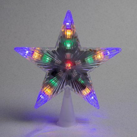 Новогодняя Фигура "Звезда белая ёлочная" 18 см, 20 LED, провод 2 метра, 220 В, свечение мульти