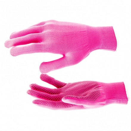 Перчатки нейлон ПВХ точка, 13 класс, "розовая фуксия", L