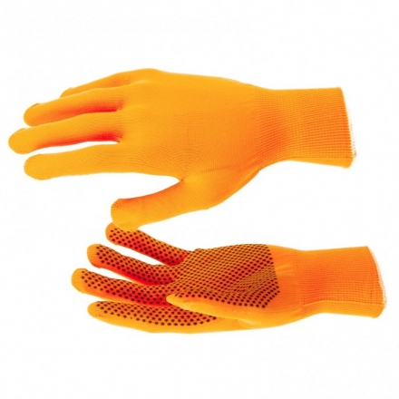 Перчатки нейлон ПВХ точка, 13 класс, "оранжевый", XL
