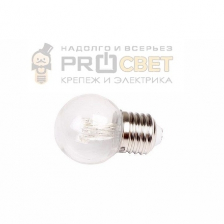 Лампа шар Е27 6LED d=45мм- синяя, прозрачная колба, эффект лампы накаливания