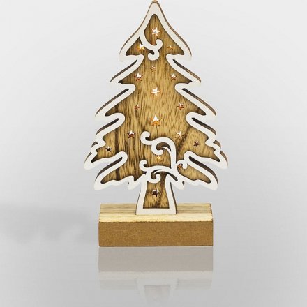 Новогодняя деревянная фигурка с подсветкой "Елочка" 11,5*5*19 см