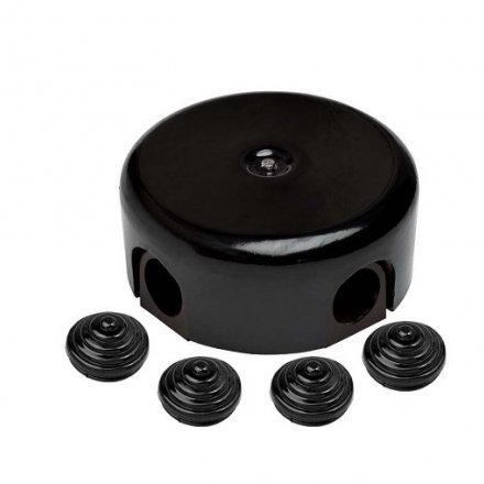 Распределительная коробка 110мм, пластик, цвет Черный (4 кабельных ввода в комплекте)