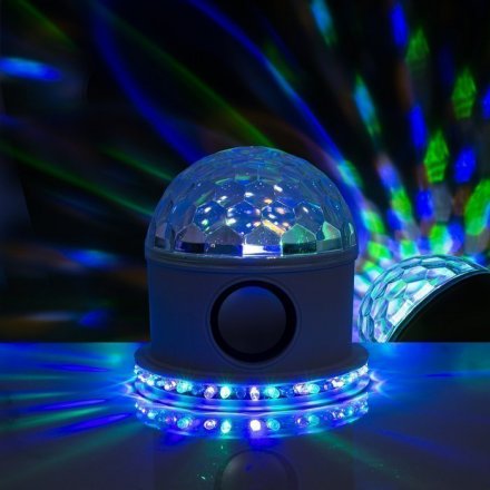 Световой прибор "Хрустальный шар", LED-54-220V, Bluetooth, 12 см, динамик, свечение RGB, белый