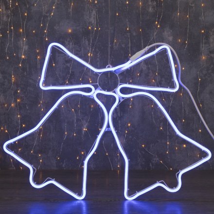 Новогодняя фигура из неона "Колокольчик", 60х50 см, 3 метра, 360 LED, 220V, СИНИЙ