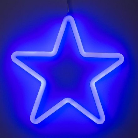 Новогодняя фигура светодиодная "Звезда синяя" 28х28х2 см, фиксинг, 220 В, СИНИЙ
