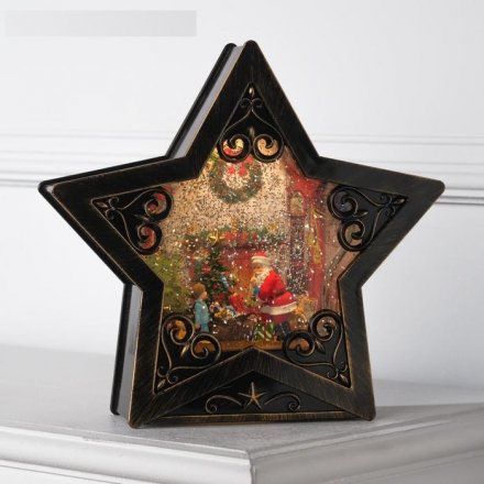 Новогодняя фигура световая звезда "Дед Мороз с подарками", 26х7х26 см, USB, музыка, Т/БЕЛЫЙ
