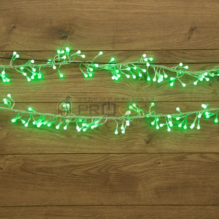 Гирлянда "Мишура LED"  3 м  прозрачный ПВХ, 288 диодов, цвет зеленый