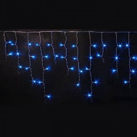 Гирлянда Светодиодная бахрома Rich LED, 3*0.5 м, мерцающая, синяя, прозрачный провод. Блок питания 65818, 65845