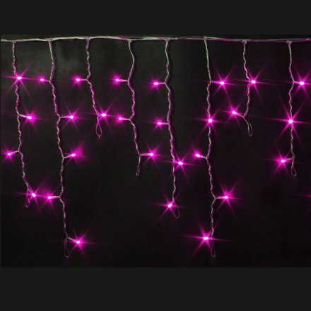 Гирлянда Светодиодная бахрома Rich LED, 3*0.5 м, розовая, мерцающая, прозрачный провод. Блок питания 65818, 65845
