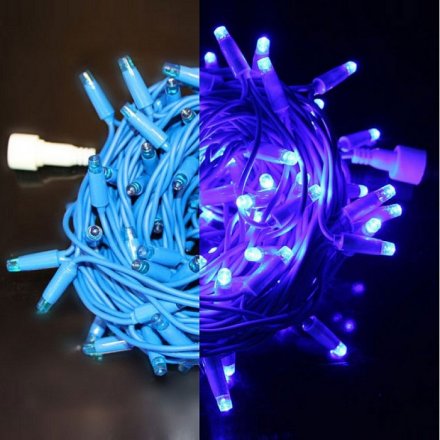 Гирлянда светодиодная, синяя, 10м,100 LED, 24В, соединяемая, синий резиновый провод Rich LED (подключается ч/з трансформаторы 68691,68690)