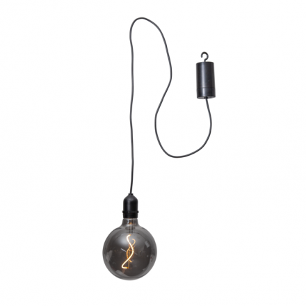 Гирлянда-лампа BOWL, выс/шир 18х12,5 см, LED, на батарейках, с таймером, чёрный провод 1 м, дымчатый
