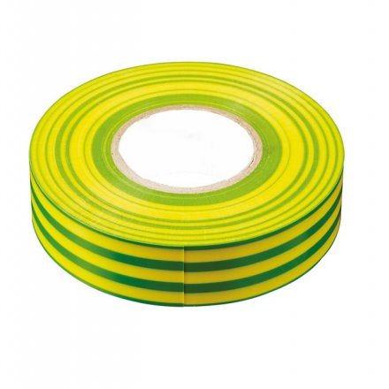 Изоляционная лента 0,13*15 мм. 20 м. желто-зеленая, INTP01315-20