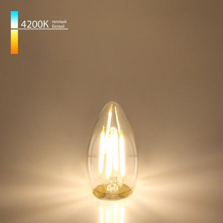 Светодиодная лампа свеча F 9W 4200K  E27 С35 прозрачный