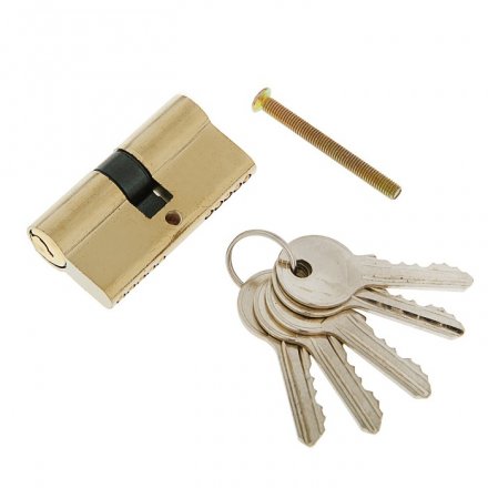 Цилиндровый механизм, 60 мм, английский ключ, 5 ключей, цвет золото 2921830