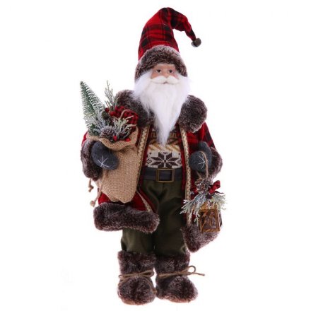 Дед Мороз под ёлку 60 см, в бордовом костюме с мешком