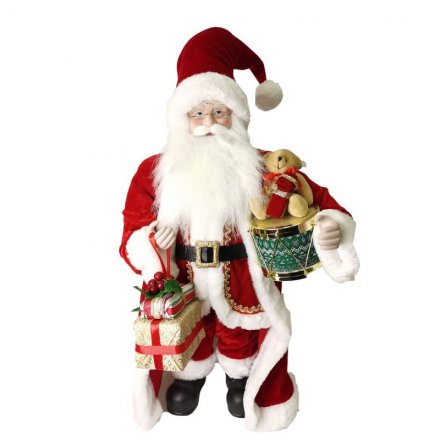 Дед Мороз под елку 87см, текстиль, в красном костюме с подарками