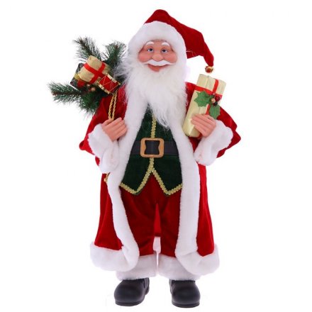 Дед Мороз под елку 60см, изготовлен из текстиля, в красном костюме с подарками