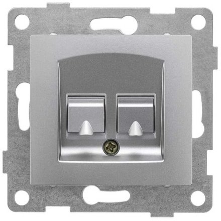 Розетка компьютерная RJ45, двойная, скрытая установка. Цвет: серебро. GUSI Ugra