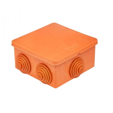 Коробка распред. 80х80х40 (6 муфт д26), IP54, ОП оранжевый, Негорюч С3В86 НГ Евро GUSI