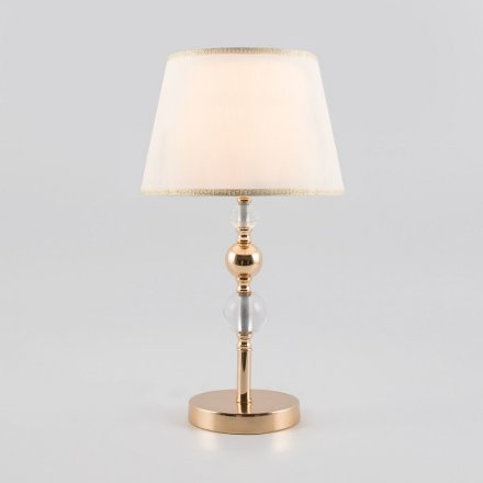 Настольная лампа с абажуром хрустальная/ золото Sortino
