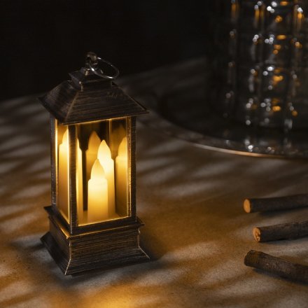 Фигура светодиодная "Фонарь цвет бронза с тремя свечами", 13х5.5х5.5 см, 3xAG13, Т/БЕЛЫЙ