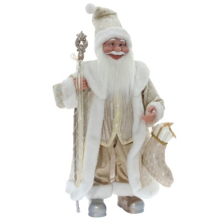 Дед Мороз под ёлку 60см, изготовлен из текстиля, в золотом костюме