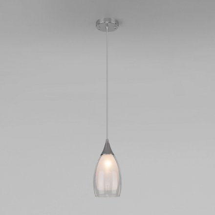 Подвесной светильник с плафоном хром 120x1150мм, Е14, металл, стекло