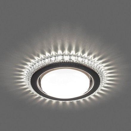Светильник потолочный встраиваемый с белой 20LED подсветкой 4000К, 15W, GX53 без лампы, прозрачный, хром с драйвером в комплекте Feron CD4036