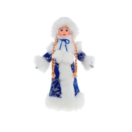 Снегурочка - декоративная кукла с ёмкостью д/подарков, высота 39 см, D 17см, в синем костюме