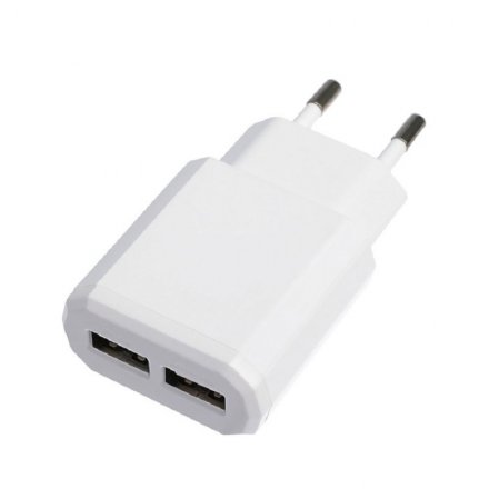 Сетевое зарядное устройство 2 USB, 2.1/1 A, белое LuazON LN-120AC