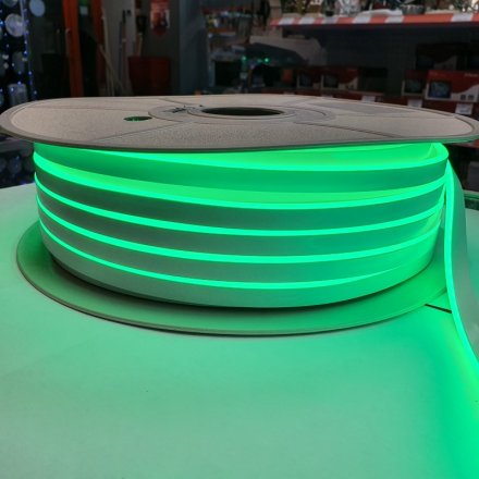 Лента светодиодная тонкий неон 12V SMD2835 IP67 6*12мм 10W SILICONE цвет зеленый (цена за 1 метр)